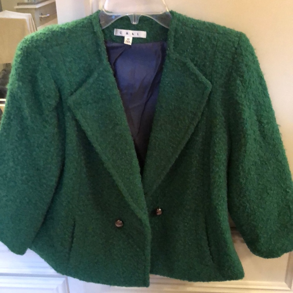 Green double breasted cabi jacket 10